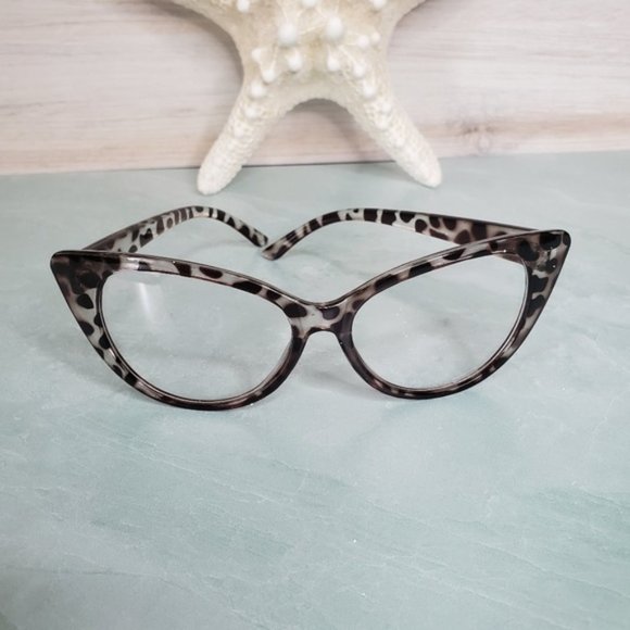 NEW Brown Cat Eye Clear Glasses - Picture 3 of 5